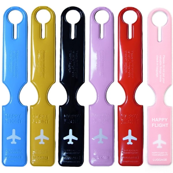 6 kappaletta lentokoneen matkalaukkutagia (6 väriä - 25*4 cm), PVC-matkatavaratagi