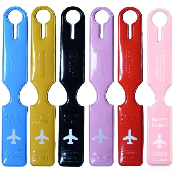 6 st Flygplan Resväska Taggar (6 Färger-25*4cm), PVC Bagage Taggar