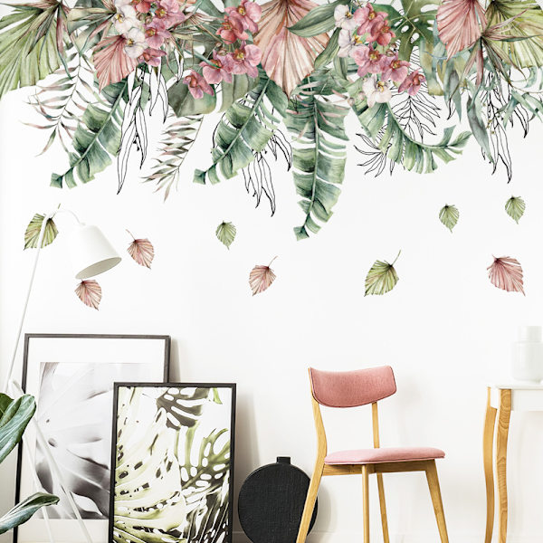 Boho tropiske blad veggklistremerker grønne planter palmeblad veggklistremerker