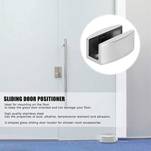 50x23mm Glas Skydedørsguide, Rustfrit Stål Dørgulv Rulleguide Sving Stop for Rammeløs Glas Skydedør