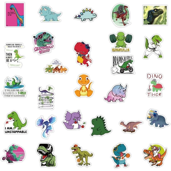 50 stk. Dinosaur Cartoon Stickers til Laptop Vandflaske Bagage S