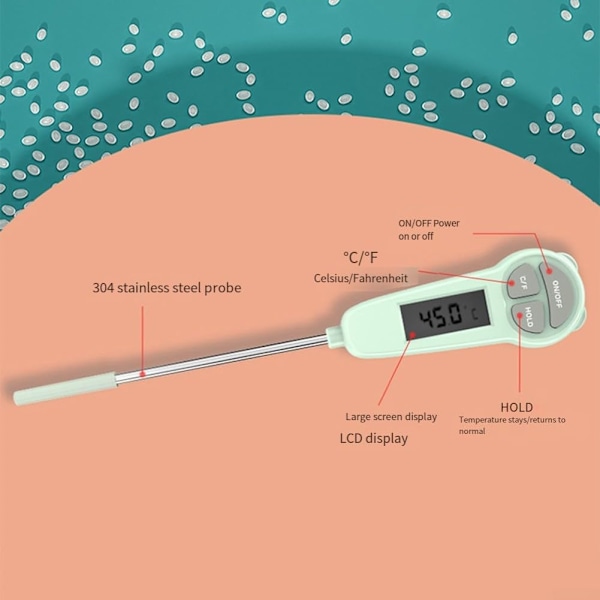 (grön) Digital termometer, kökstermometer, kökstillbehör, mattermometer