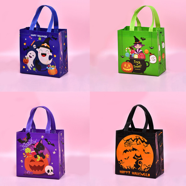 8 pak Trick or Treat Goody Bags Halloween Non-woven tasker græskar tasker slikposer med håndtag til