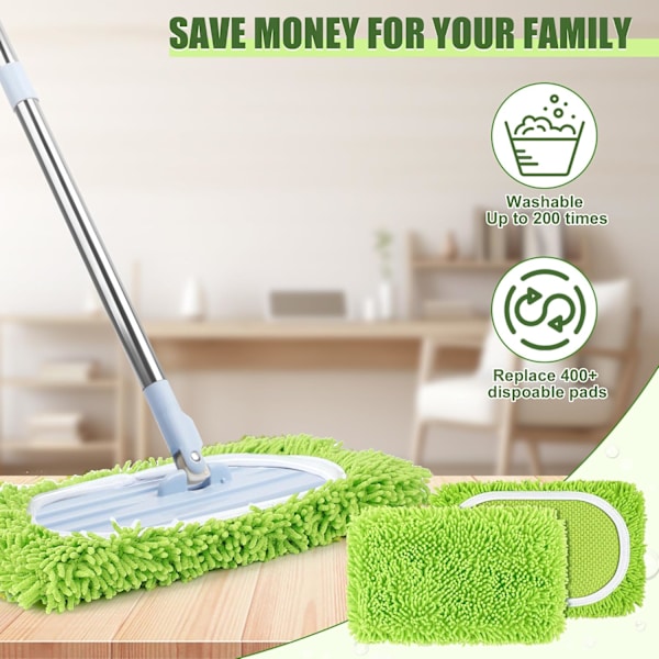 Pakkaus Toistuvasti Käytettäviä Moppeja Swiffer Sweeperille, Toistuvasti Käytettäviä Moppeja, Toistuvasti Käytettävä Moppi, Vaihtomoppi - Vihreä