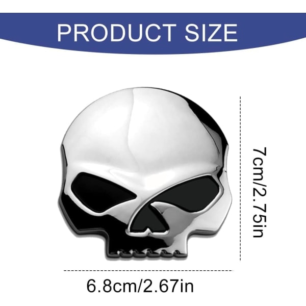 3D (1 stk) (Argent) Metal Skull Autocollant de Voiture & Autocol
