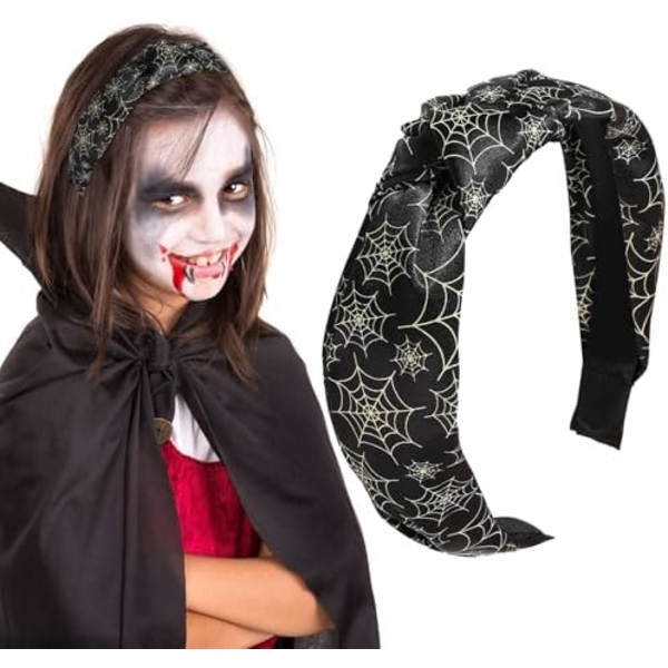 Halloween-hiuspanta naisille, hämähäkinseitillä, musta solmittu hiuspanta, Halloween-juhlatarvikkeet