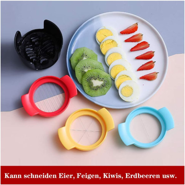 Äggskärare, Present 3 i 1 Rostfritt Stål Äggdelare, Lämplig för att Skära Kokta Ägg, Jordgubbar,