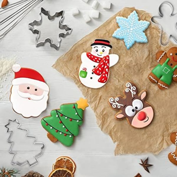 6 stk Julekakeformer, Julekakeformer i Juleformer - Pepperkake mann, Snøfnugg, Snømann, Chris