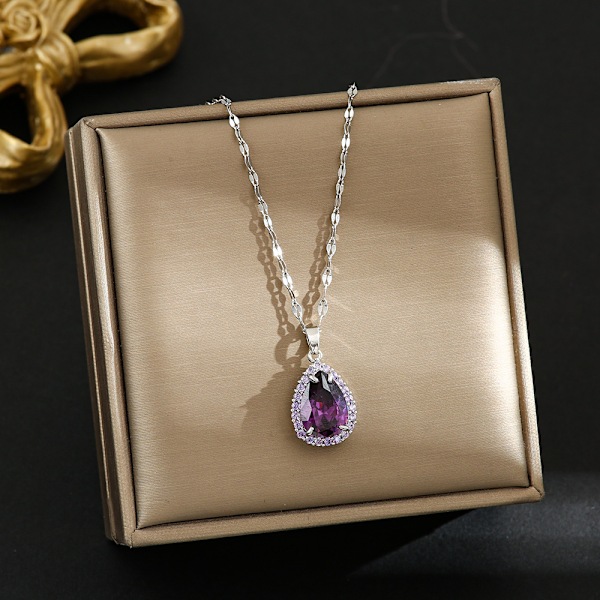 Kristallkedjan Halsband för Kvinnor Trendig, Statement Diamant Hängande Kubisk Zirkonia Sommar Strand Boho Smyckeset, 14K Sil