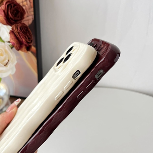 (Vit) för iPhone 15 Pro Max Skal, Vatten Ripple Mönster Lockig Våg Ram Mjukt Telefonskal