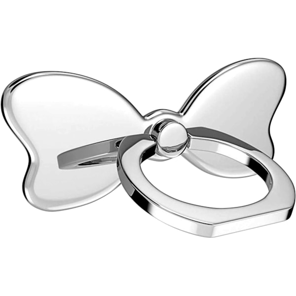 (Silver) Metalliskt Finger Ring Stabilitetshållare Bakre Stativ Vikbart Handgrepp Knapp Loop Bilfäste Haken Kicksta