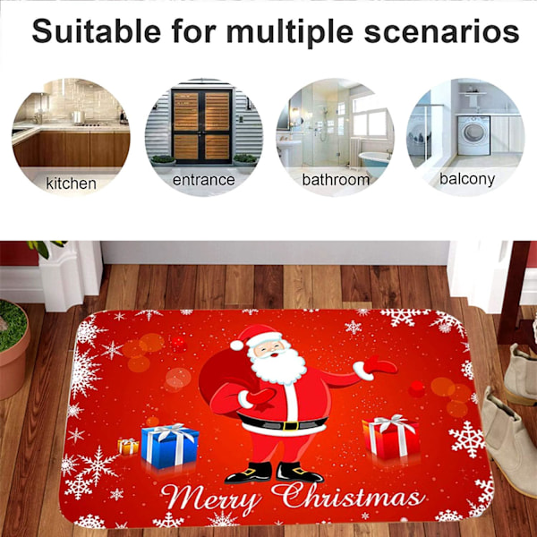 Julegulvmatte, Innendørs Teppe Sklisikkert Dørmatte, Julmønster Innendørs Hjemmedekor Jule Dørmatte Teppe, Badematte