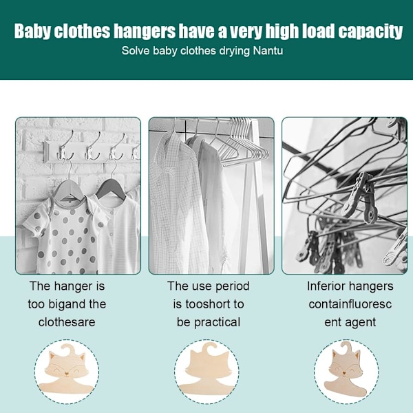 Baby Klädhängare, 10-pack Baby Klädhängare, Storleksavdelare för Babykläder, Garderobsavdelare, Trä, Lämplig för Nyfödda och Småbarnskläder, Barn