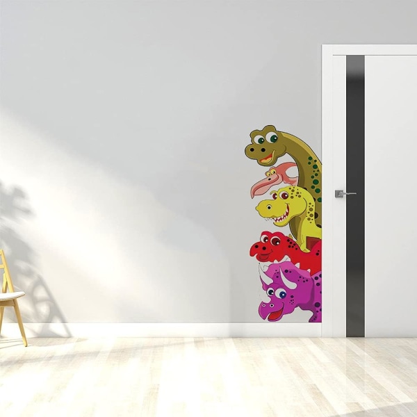 (Vasen) Sarjakuva dinosaurukset seinätarrat oven sisustukseen Lastenhuone Nur