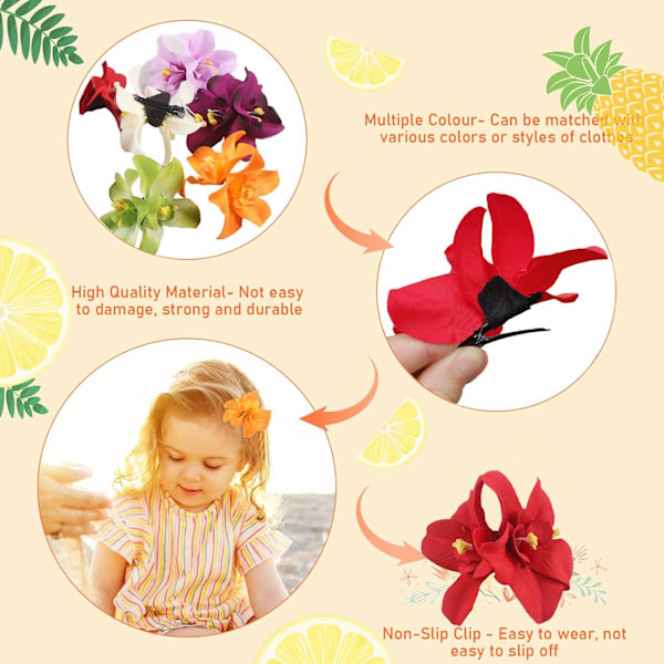 5 st Hawaii Barrette Blommigt Hårspänne för Kvinnor, Sommar Hårspännen för Flickor, Alligator Hår