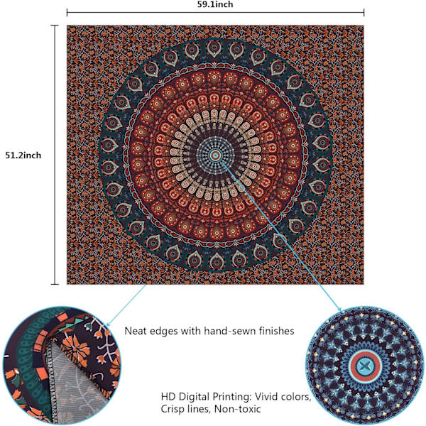 Bohemian Mandala Gobelin Hippie Gobeliner Psykedelisk Fred