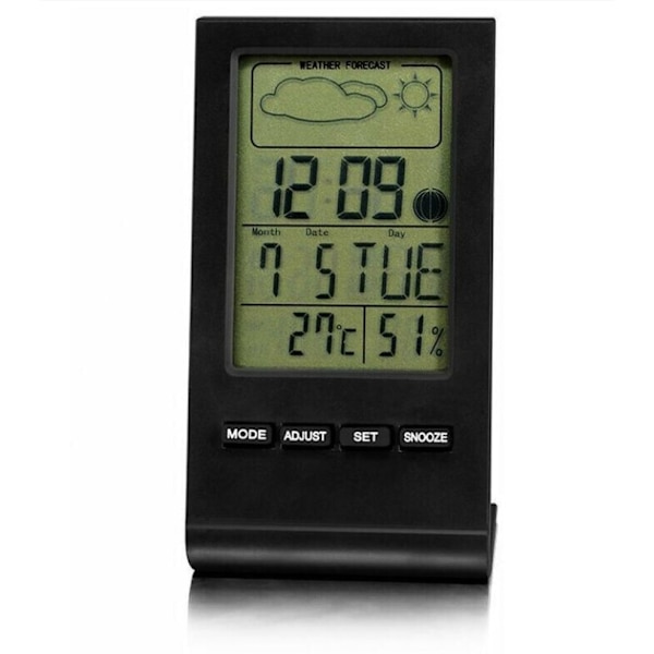 Sort indendørs og udendørs termometer, termometer hygrometer barome