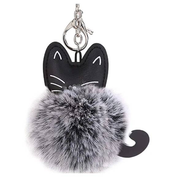 Högkvalitativ fluffig fuskpäls katt nyckelring hänge