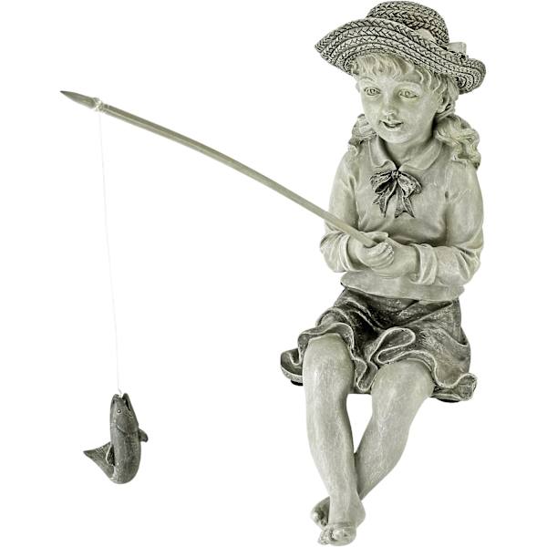 Stor Fiskejente Statue for Hage, Polyresin