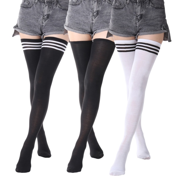 3 par ekstra lange sokker for kvinner over knehøye sokker lår