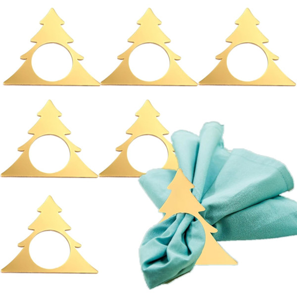 6 st julgrans servettringar Guld Julgransformad servetthållare Metall Jul Semester Servettring Spännen Bord