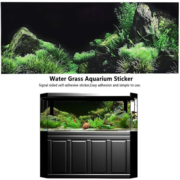 3D-effekt sjøbunn vann gress plakat selvklebende reptil terrarium akvarium bakteppe 122 x 41cm