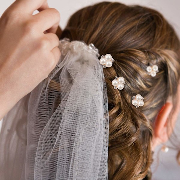 6 stk. Perlehårnåler Brude Bryllup Hårtilbehør Krystall Hårspenne for Bruder Brudepiker Blomster Kvinner Jenter (Rosegull)