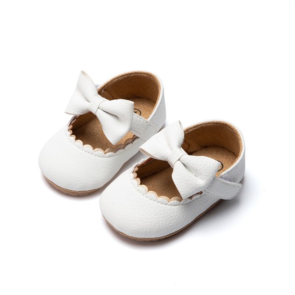 (White) Baby Girls Mary Jane Flat Bow Non-slip Soft Sole Princess Toddler Shoes Sports Shoes Wedding