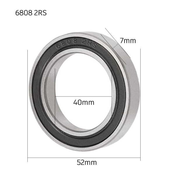 [4 stk] 6808-2RS Dype Rillekulelager Enkelt Gummi Forseglede Kulelager for Ruller, Hjem A