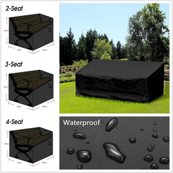 Utendørs hagebenkdeksel 163x66x89cm, vanntett 3-seters benk P