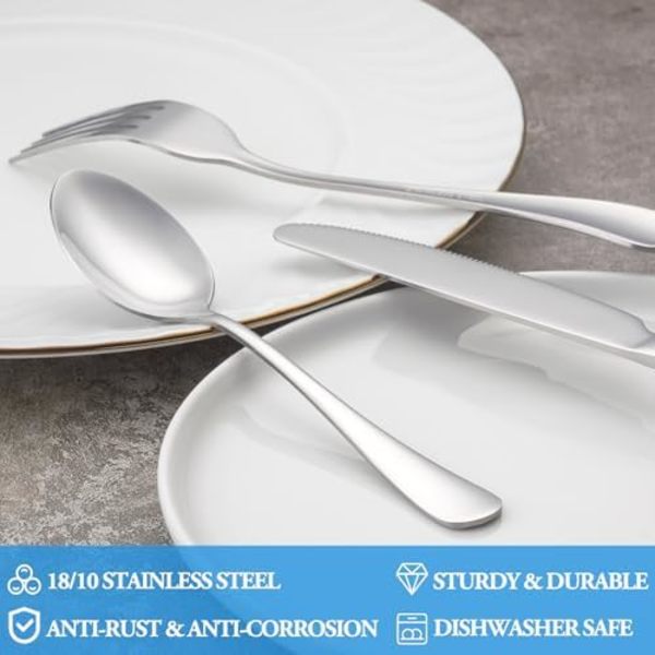 16 kpl 20 cm lusikoita, premium-luokan ruostumattomasta teräksestä valmistettuja lusikoita, kestäviä metallilusikoita, lusikoita, hopealusikoita vain, peili