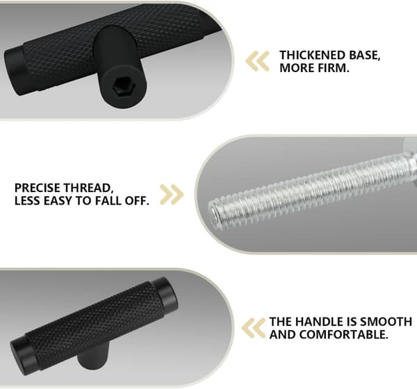 12-pak Sort 50 mm riflede skabsgreb, møbelskuffegreb