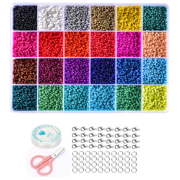 24 Ruter (2mm) Hirseperler Løse Perler Baking Lakkperler