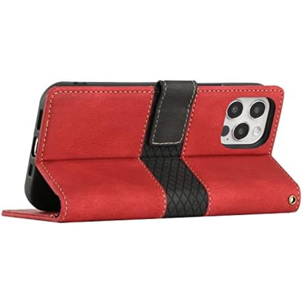 Kompatibel med iPhone 16 Pro Max Wallet Case, [Kickstand][Håndledsrem][Kortholder Slots] TPU Indvendig Beskyttende PU Læder