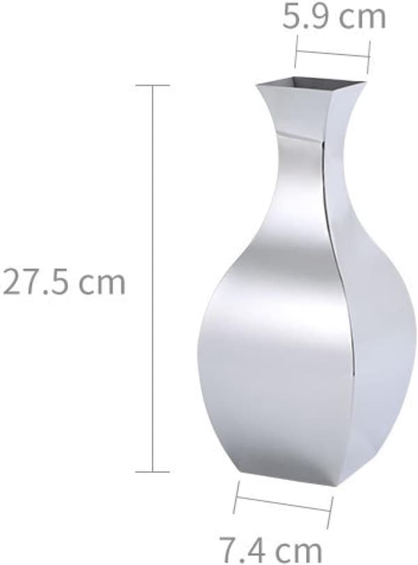 Poleret vase i rustfrit stål, højde 27,5 cm, elegant midtpunkt.