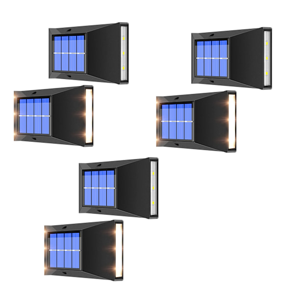 Udendørs solcelle væglampe, 6 LED væglamper til have, hegn, sti