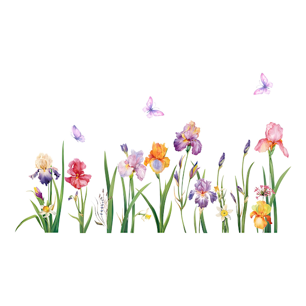 Sæt Vinduesklistermærker Haveblomst Iris Forår Anti-Kollisions Glas Klistermærker Ikke-klæbende Vindue Dør Badeværelse Mærkater
