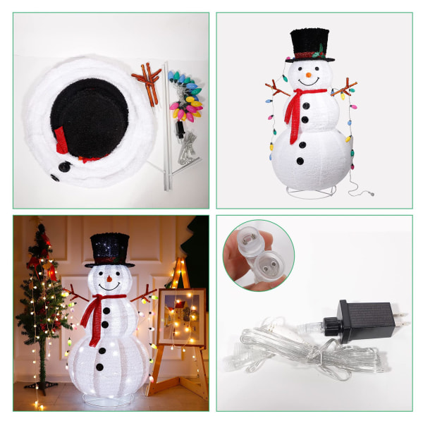 Snømann Lysdekorasjon i 3D 40 LED Hvit H 120 cm - Jul