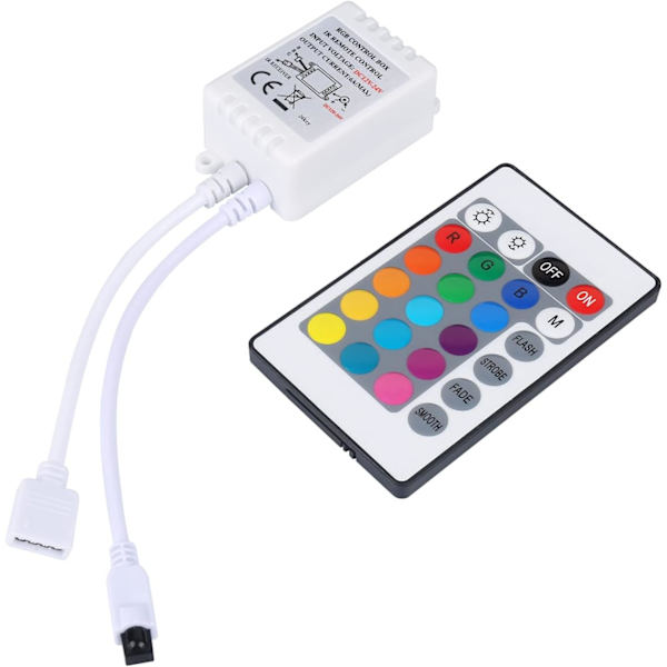 24-tangenters IR-fjärrkontroll och vit IR-styrenhet för RGB LED-remsa 3528 SMD-bandljus