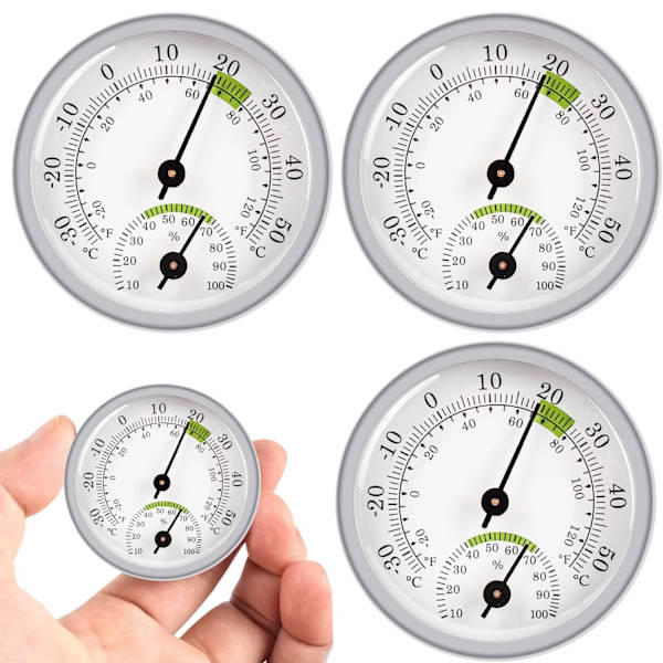 3-delad analog termometer: Nizirioo inomhustermometer, inomhus- och utomhustermometer, fukt- och temperaturmätare för hus, växthus, kontor