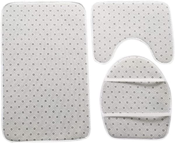 Badematte-sett med marmor-toalettsetetrekk