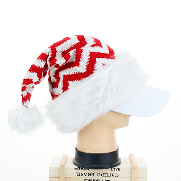 Strik Santa Hat, Julehat til Voksne, Unisex Hvid Comfort Plus