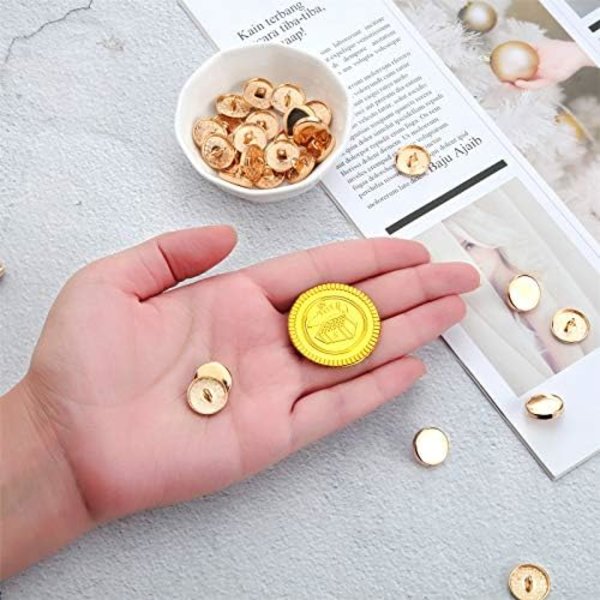 Levande färg och utsökt form (Guld, 15 mm) 30 stycken Metall Platta Knappar Legering Skaft Knapp Rund Forma Sy Knapp M