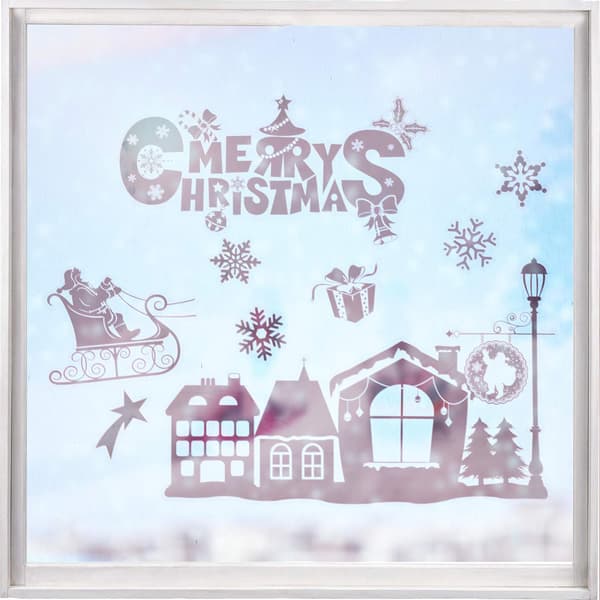 2 stk. Merry Christmas vindusdekaler, statiske vindusklistremer Reinde