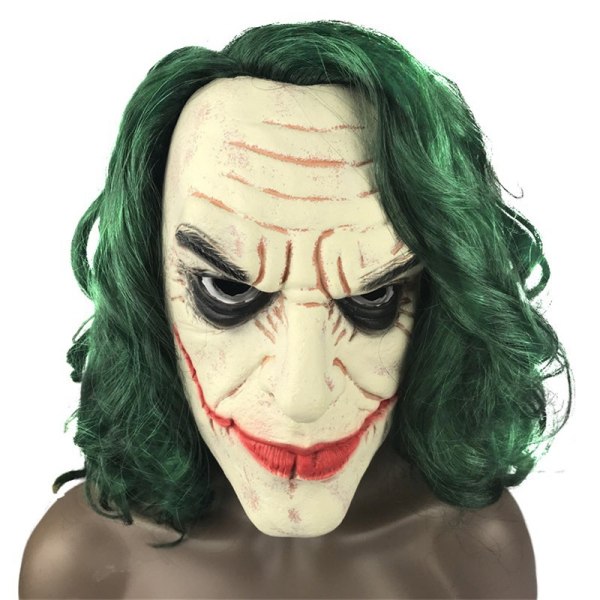 Mask Kostym för Cosplay, Latex Man Smile Mask med grönt ha