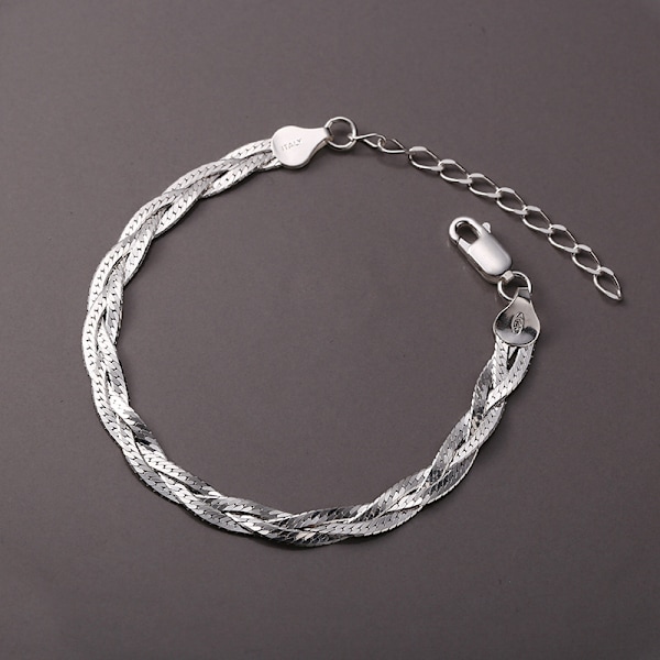 Armband för kvinnor i 925 silver spegel mesh 5 mm längd