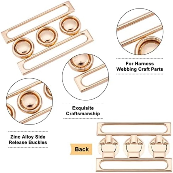 3 Sett med 3 Farger Bredt Midjebåndsøye Spenne, 2,7x1,2 Metallkrok Spenne Festes Bånd Tilbehør for DIY Midjebånd Hånd