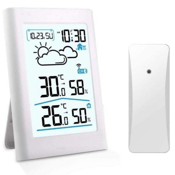 Blanc Stasjon Værstasjon Uten Ledning, Termometer Hygrometer Barometer Innendørs Utendørs Med LE-Sensor