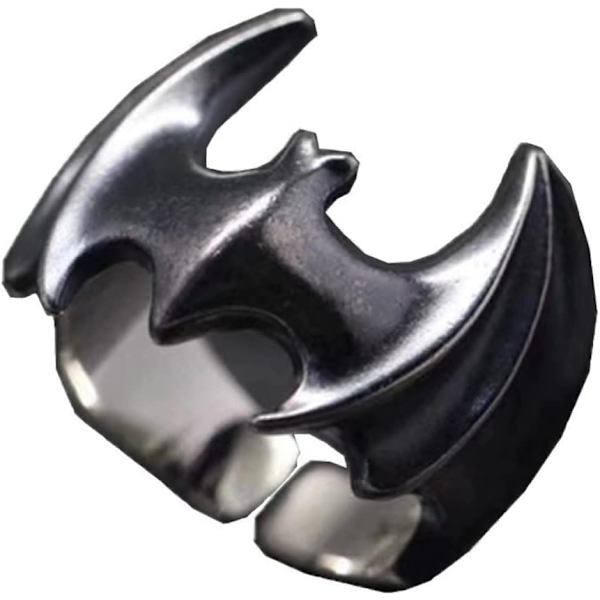 Fledermusringe til Mænd Kvinder Justerbar Sort Cool Punk Goth Åben Fledermausvinge Ringe Cosplay Halloween Smykker til Kæreste Brot