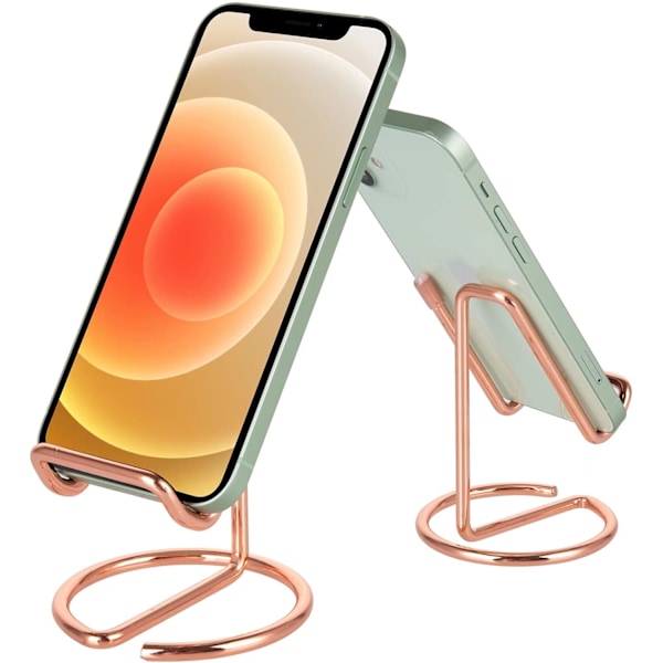(Rose Gold) 2-pak skrivebords telefonholder, søde metal guld telefonholder skrivebordstilbehør, kompatibl